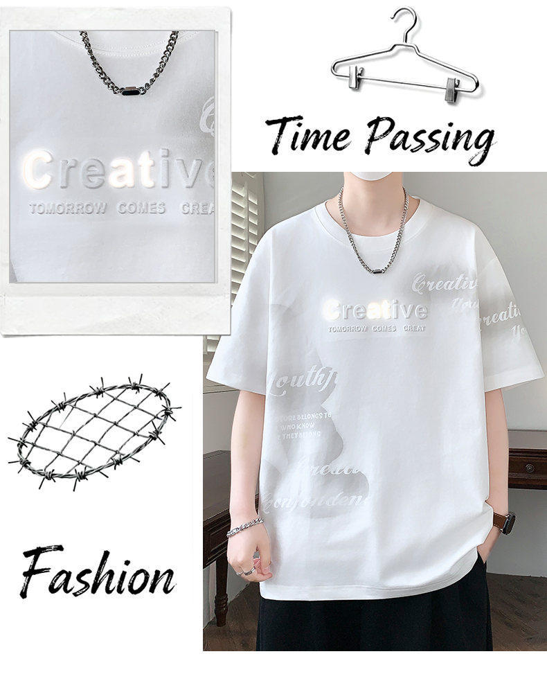 Hong Kong Style Letter Print T Shirt - front view