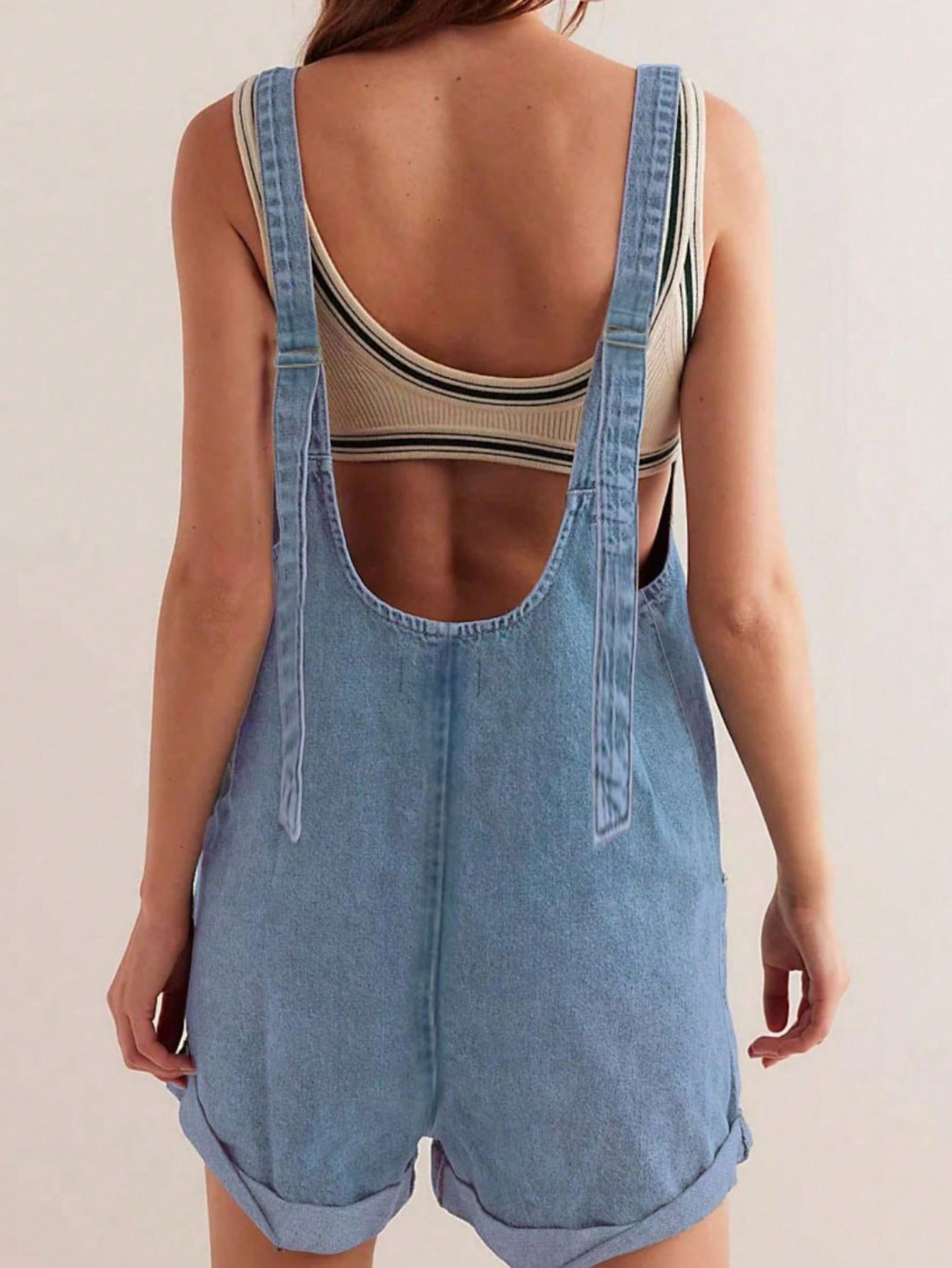 Women's Denim Overall Shorts – Bib Style Detail