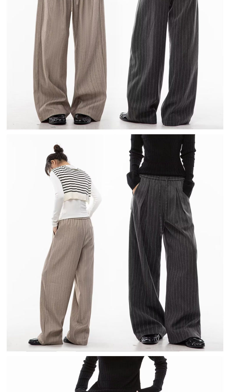 Unisex Wide Leg Striped Pants - side view