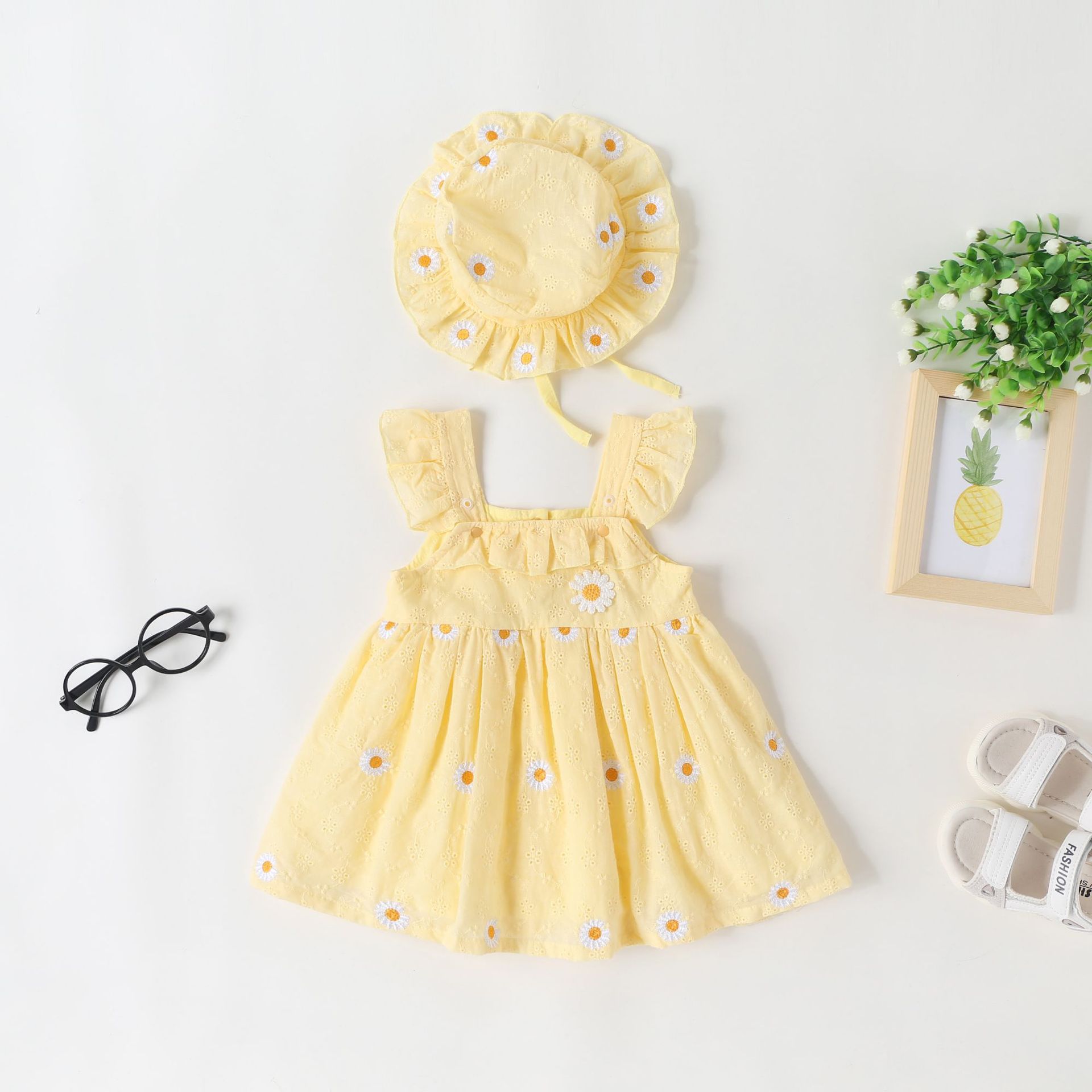 Cute Heart Print Dress for Girls Summer Cotton Princess Dress Children's Casual Clothing