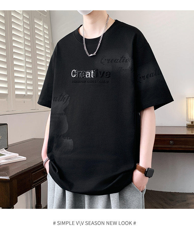 Hong Kong Style Letter Print T Shirt - side view