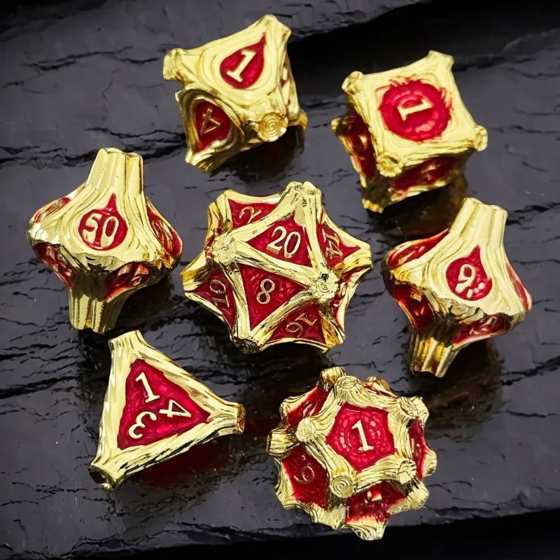Solid Metal and Wood DND Dice TRPG Cthulhu Set Polyhedral Dungeons &amp; Dragons COC Tabletop