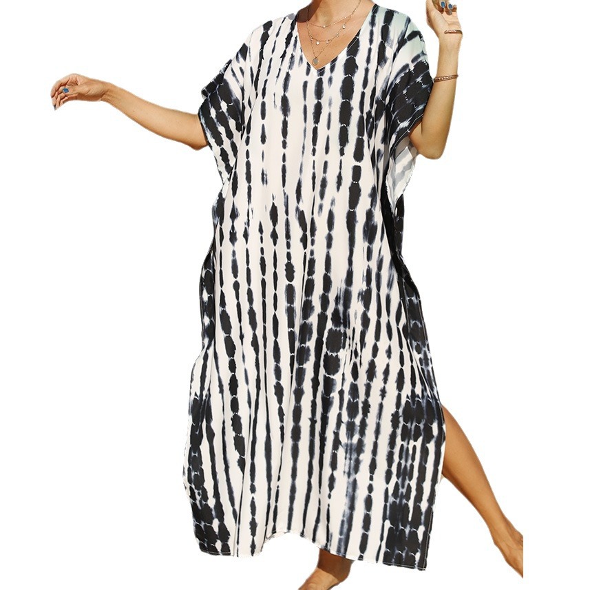 Style Snake Print Knitted Loose Fit Long Beach Cover-Up