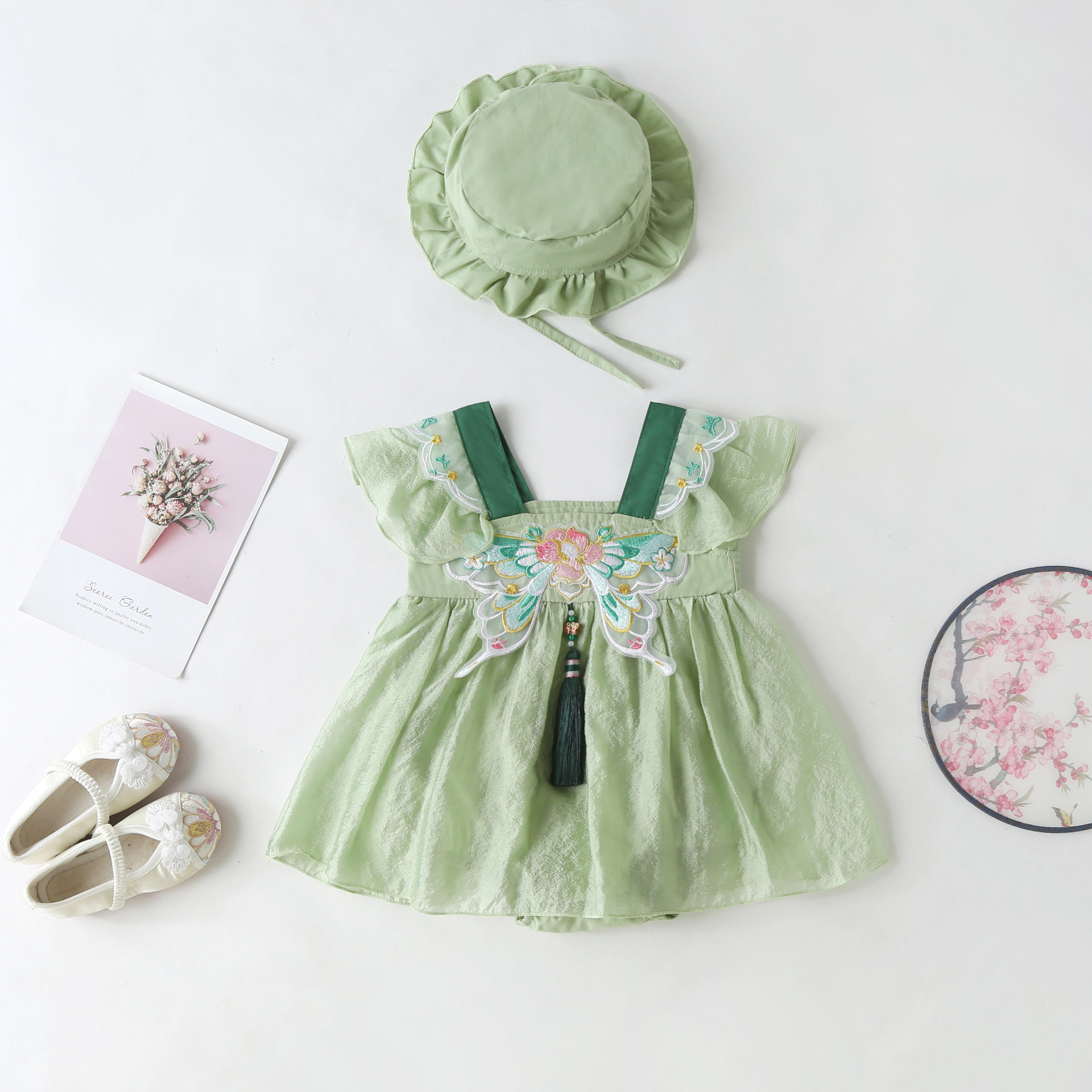 Baby Summer Clothes Newborn Girl Onesie Princess Full Moon Hanfu Dress Romper Outerwear