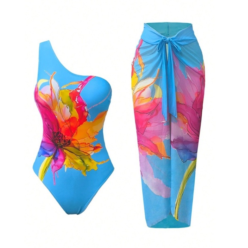 One shoulder one-piece two-piece set
