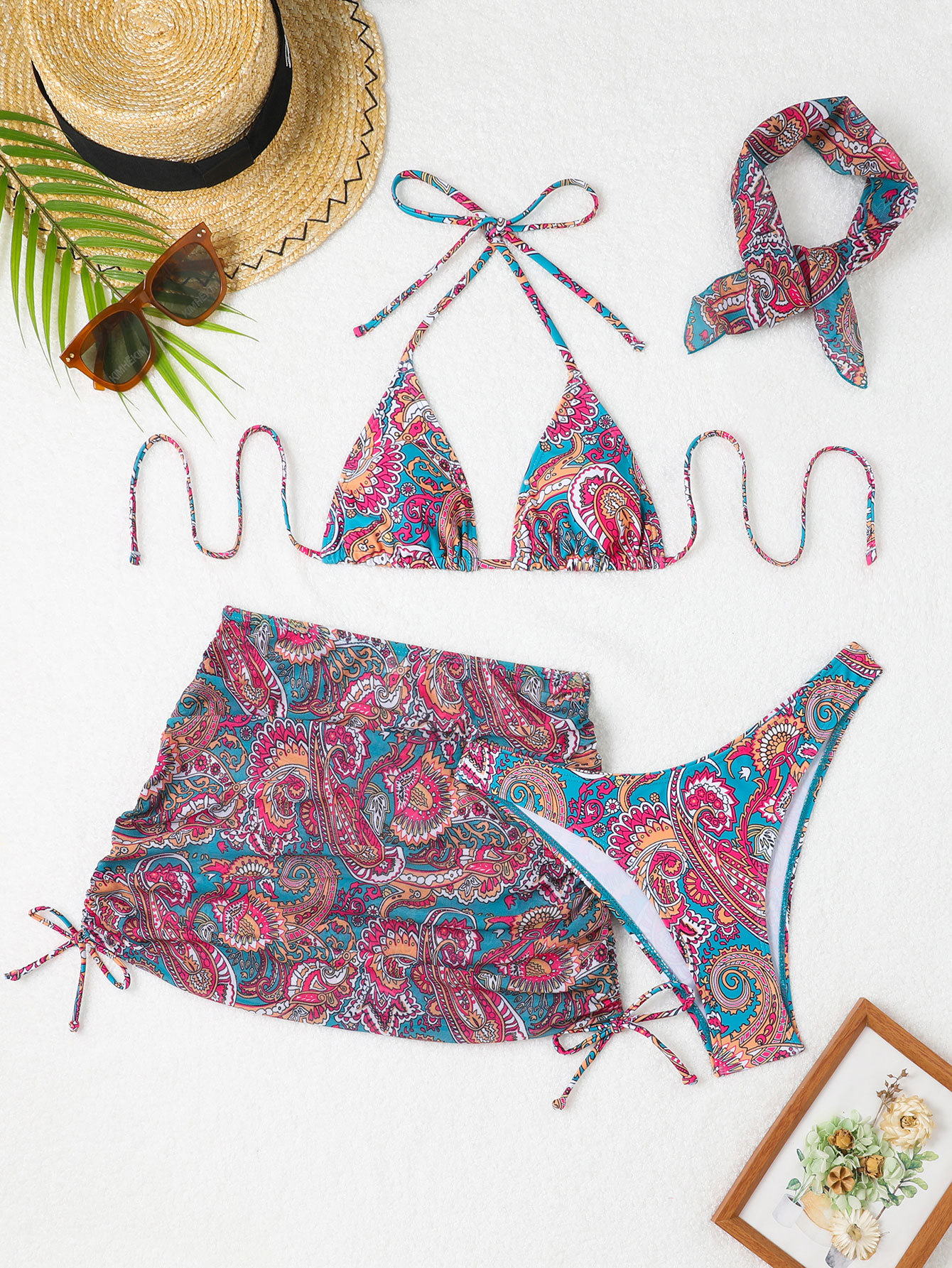 Bareback strap skirt bikini Bareback strap skirt bikini