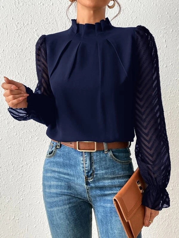 Women's elegant chiffon top product quality detail
