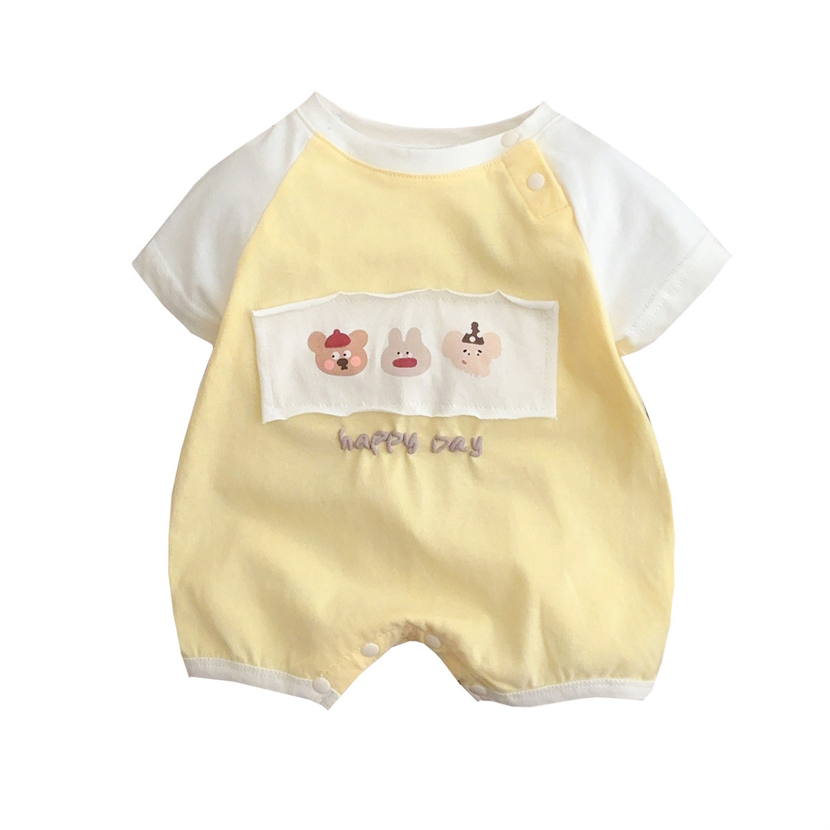 cute applique cartoon thin bodysuit for boys 0-2 years old
