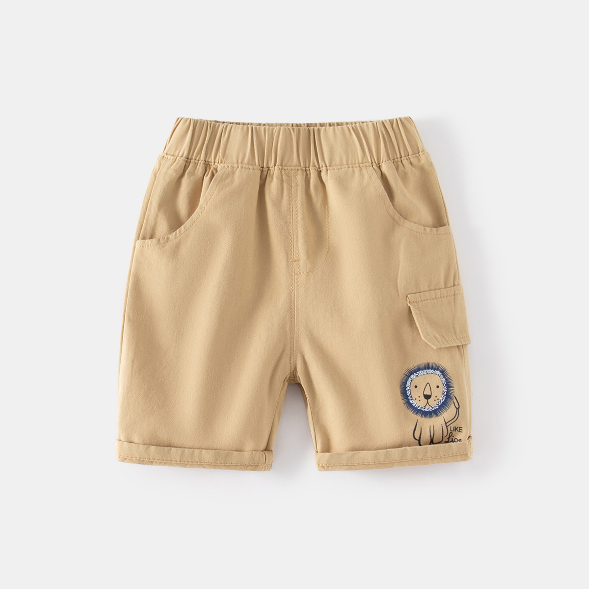 Casual Mid-Length Pants, Cute Lion Kids' Casual Shorts, Mid-Waist Five-Point Pants for Toddlers and