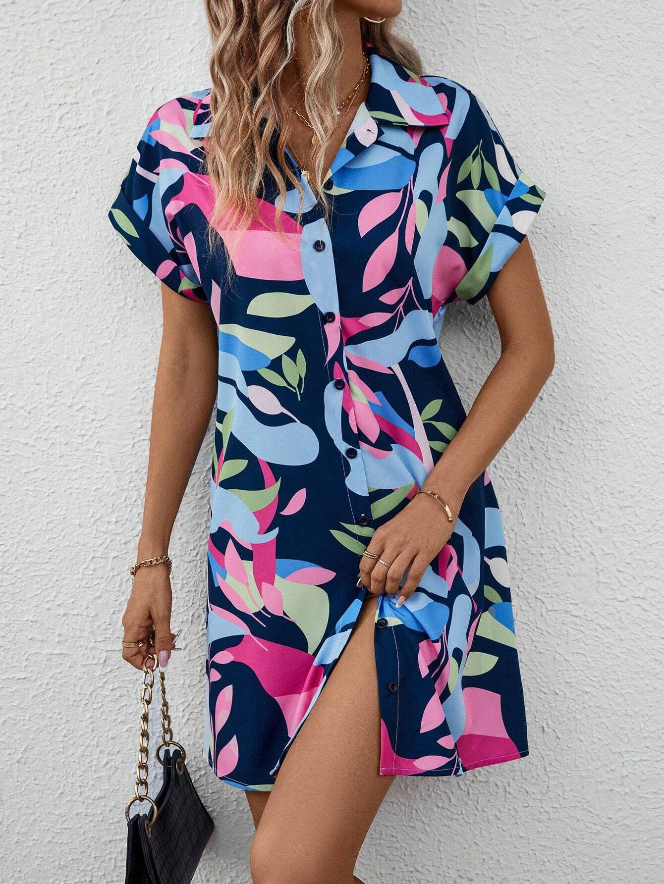 Women's button front shirt dress movement and silhouette