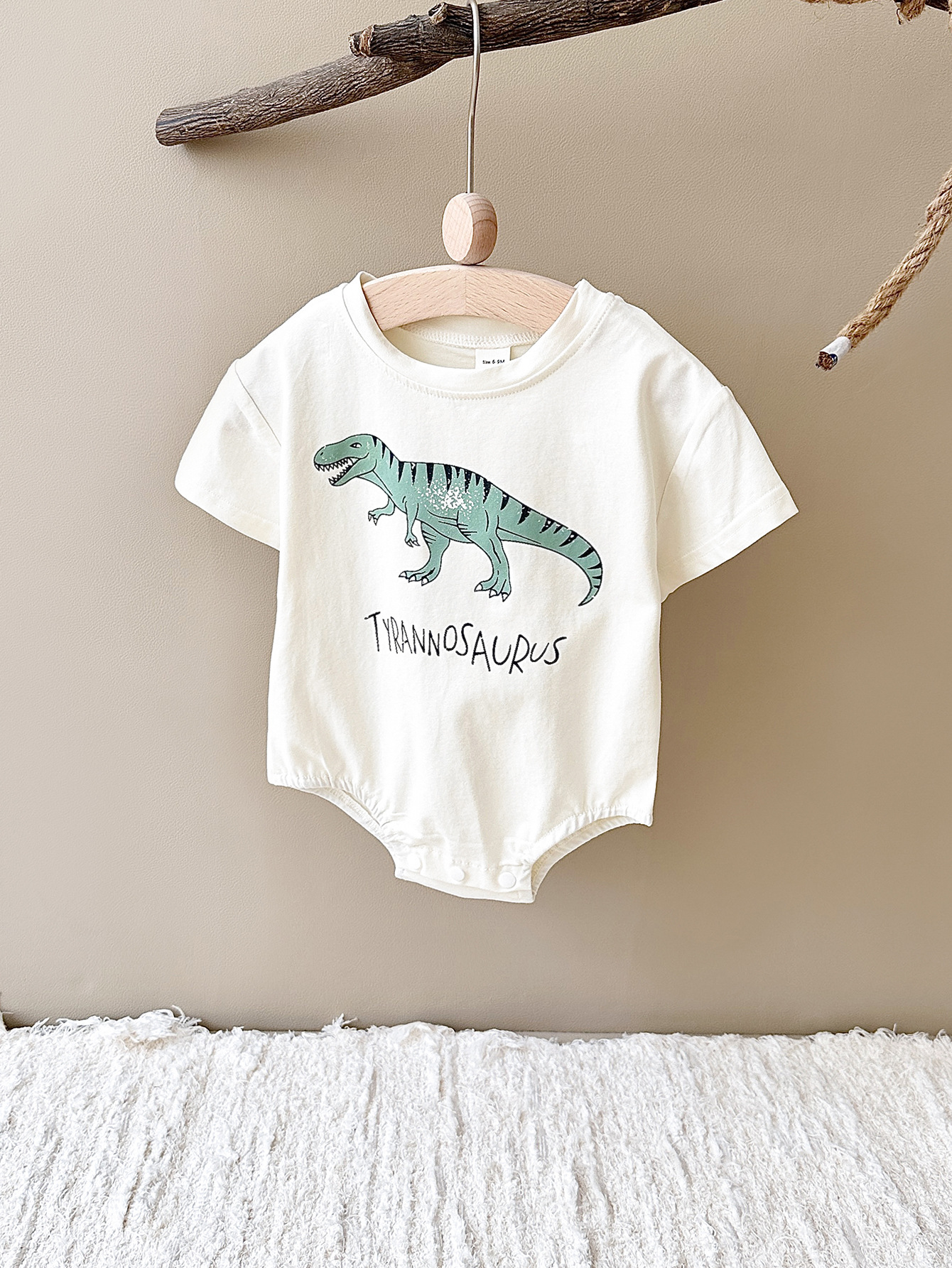 Baby Dinosaur Onesie in White