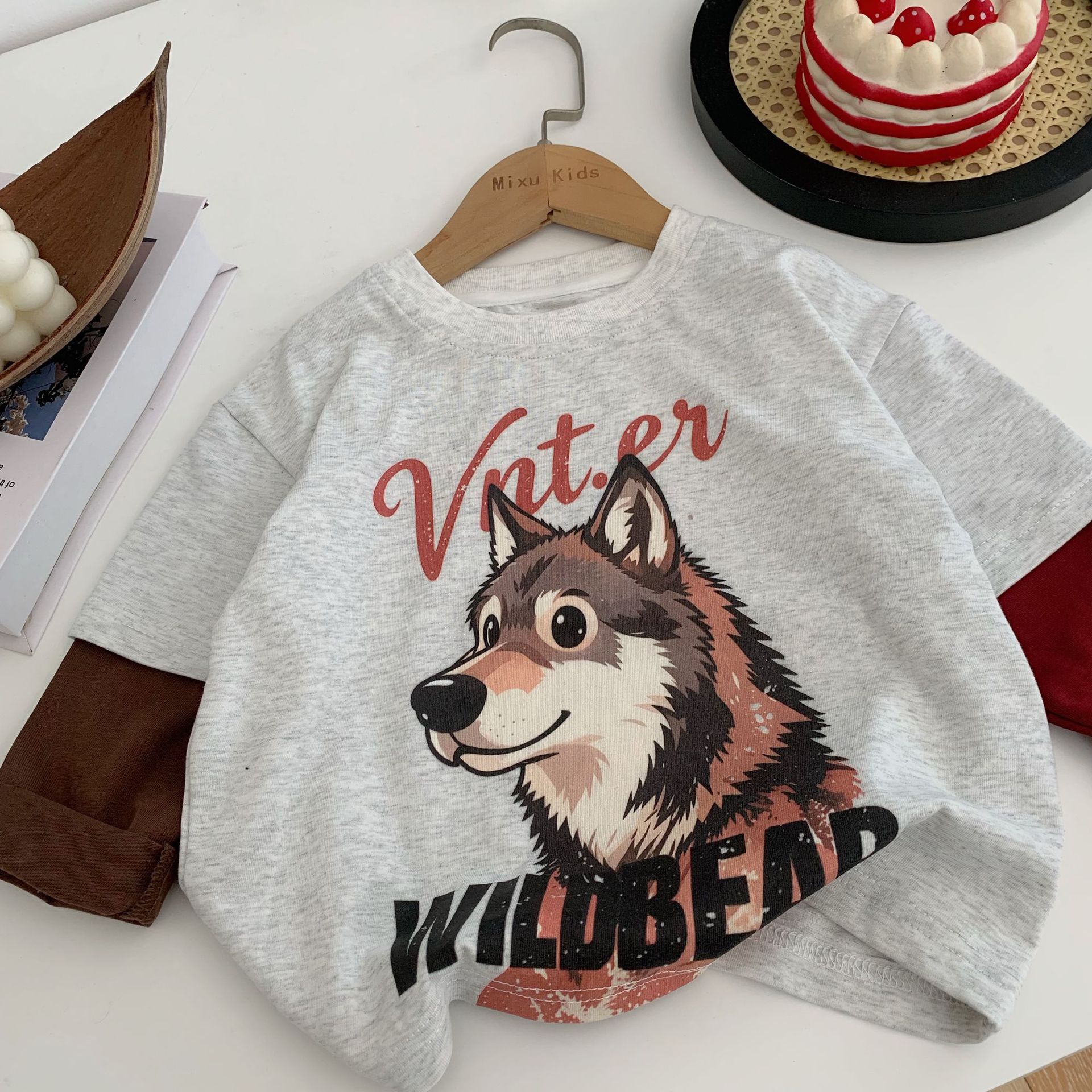 Cartoon Dog Fake Two Short Sleeves
