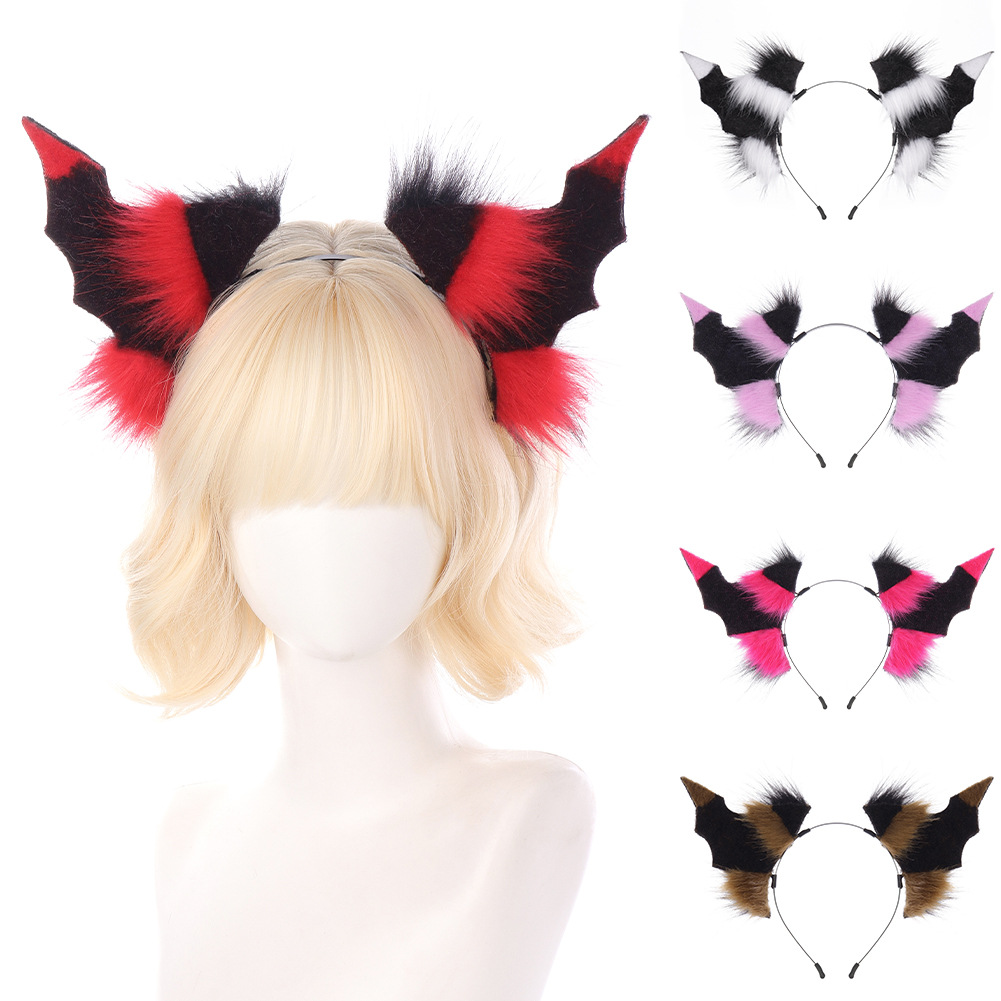 Halloween Dark Headwear, Cosplay Devil Horns, Bat Animal Ears, Multi-Color Hairband, Witch Costume