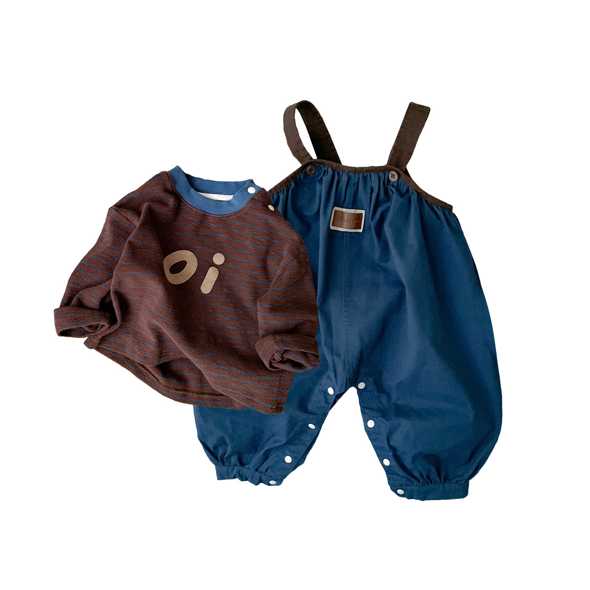 Long Sleeve T-Shirt with Overalls Set for Boys Two-Piece Kids Clothing Set