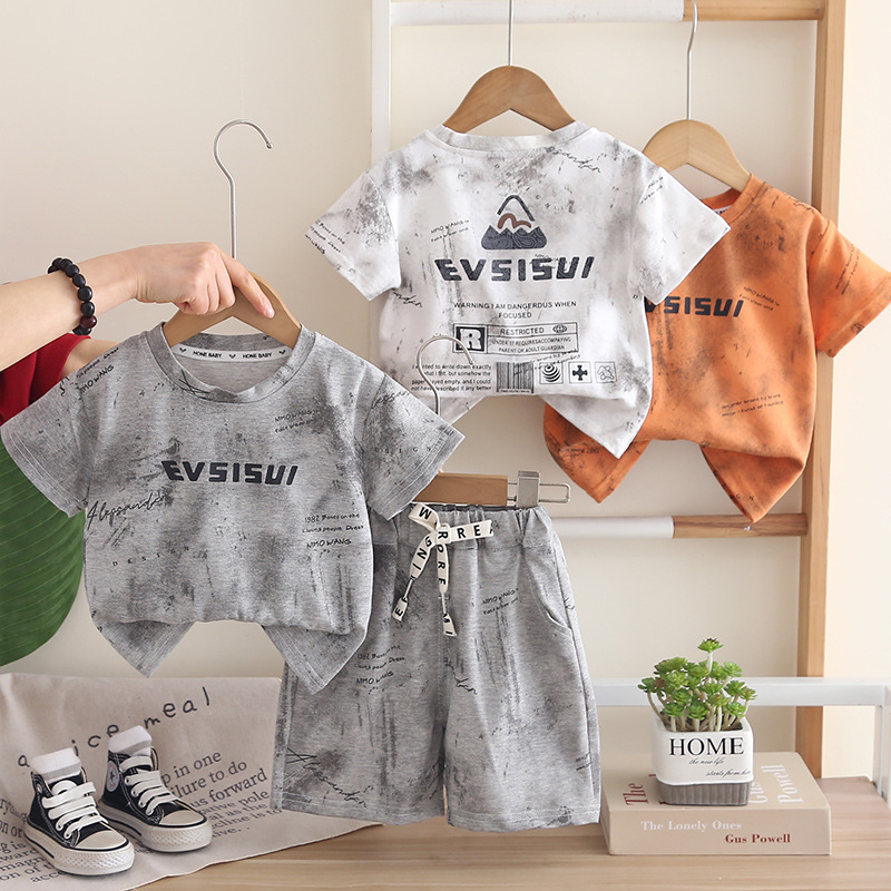 Children's summer casual short sleeved two-piece set of baby clothes