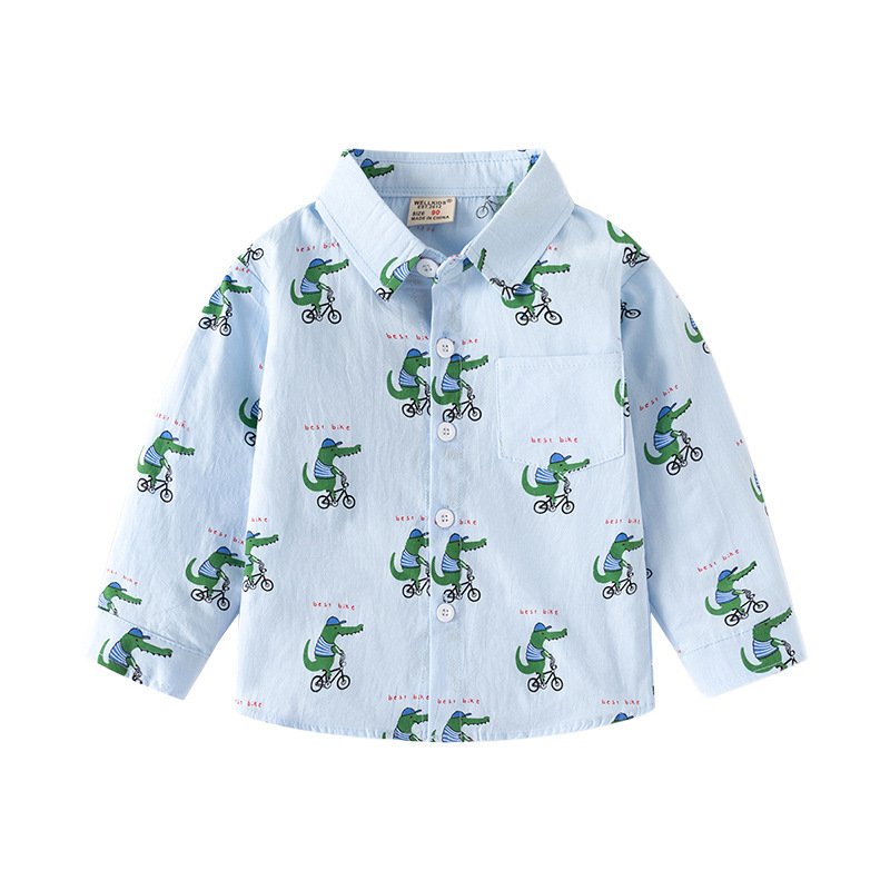 Printed Long Sleeve Shirt, Cartoon Design