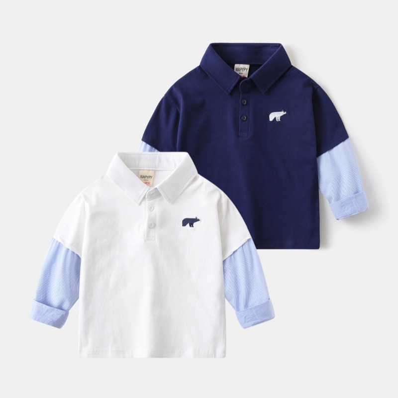 Children's fake two polo shirts