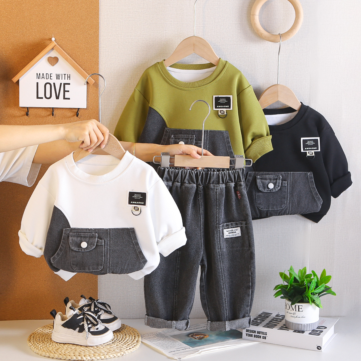 Spring and Autumn Clothing Casual Long Sleeve Hoodie Two Piece Set