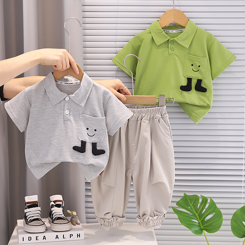 Summer children's polo shirt short sleeved two-piece set