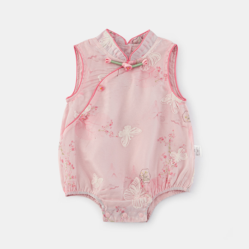 Summer Floral Print Baby Onesie for Girls, Lightweight Infants' Romper, A-Class Summer Clothing