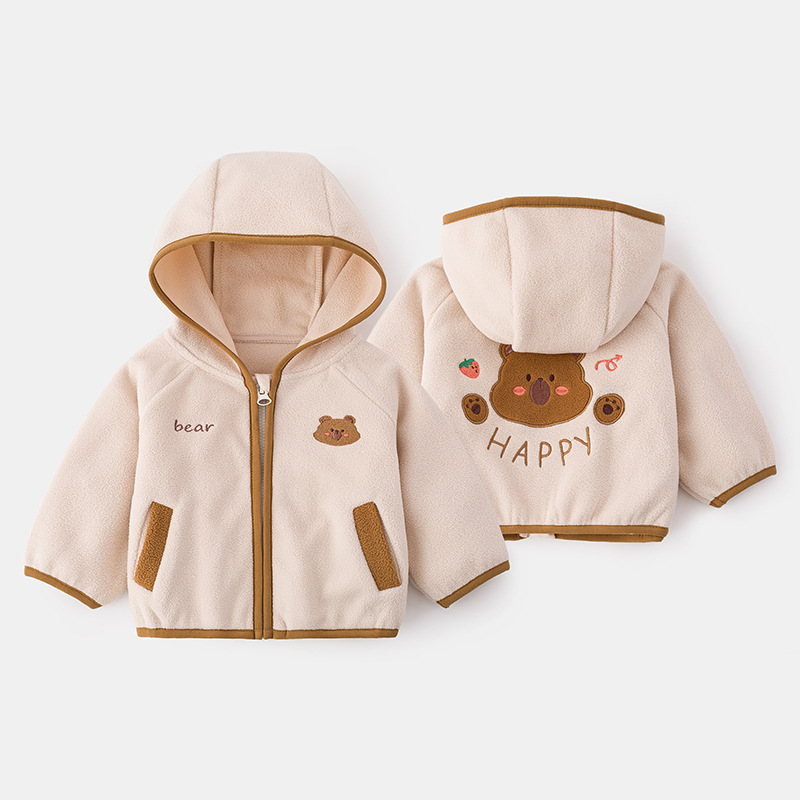 Children's Fashion Fleece Lined Coat, Autumn/Winter New Style, Hooded Thickened Outerwear for Boys