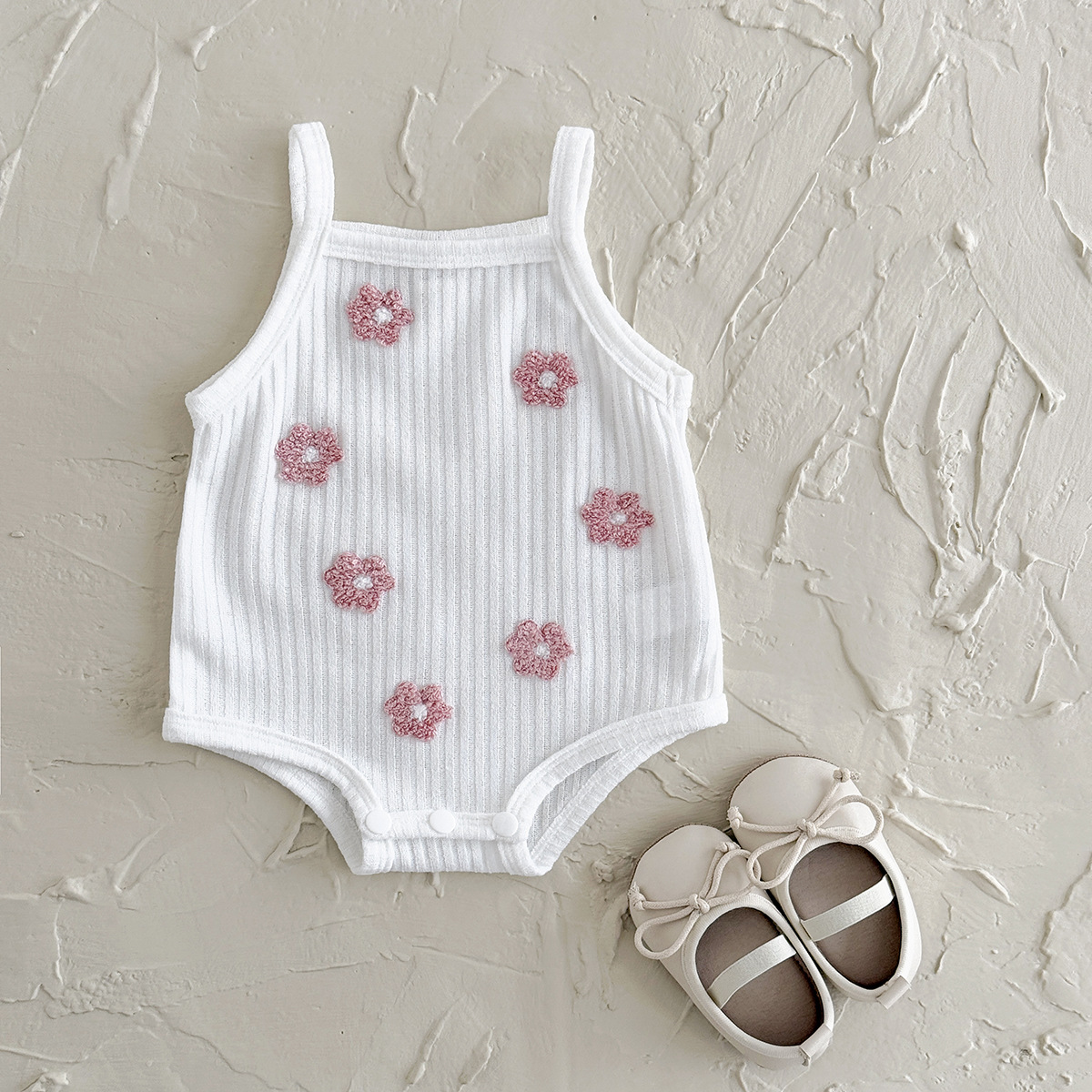 Summer embroidered floral suspender jumpsuit