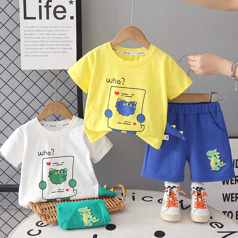 Cartoon short sleeved children's thin clothing two-piece set
