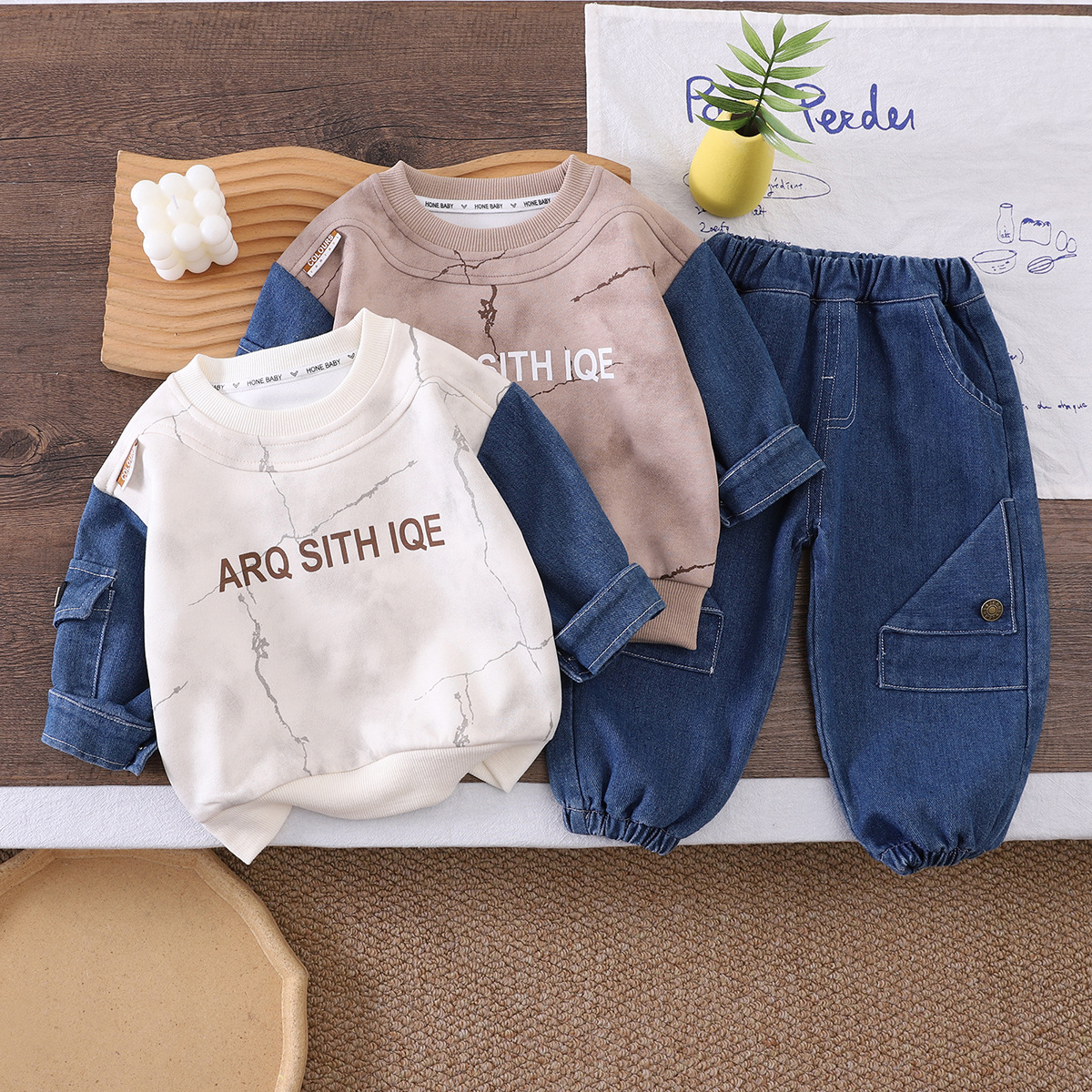 Long sleeved hoodie two-piece set for spring and autumn clothing