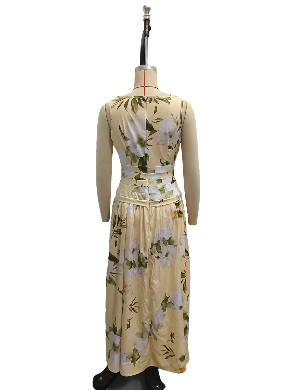 Women's Floral Print Sleeveless Backless Maxi Dress - lifestyle styling shot
