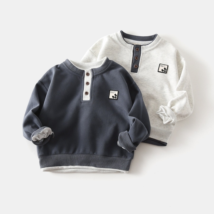 Children's button V-neck hoodie