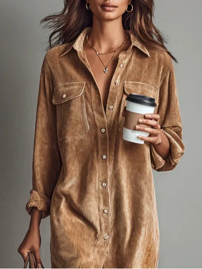 Women's corduroy midi dress size comparison and fit guide