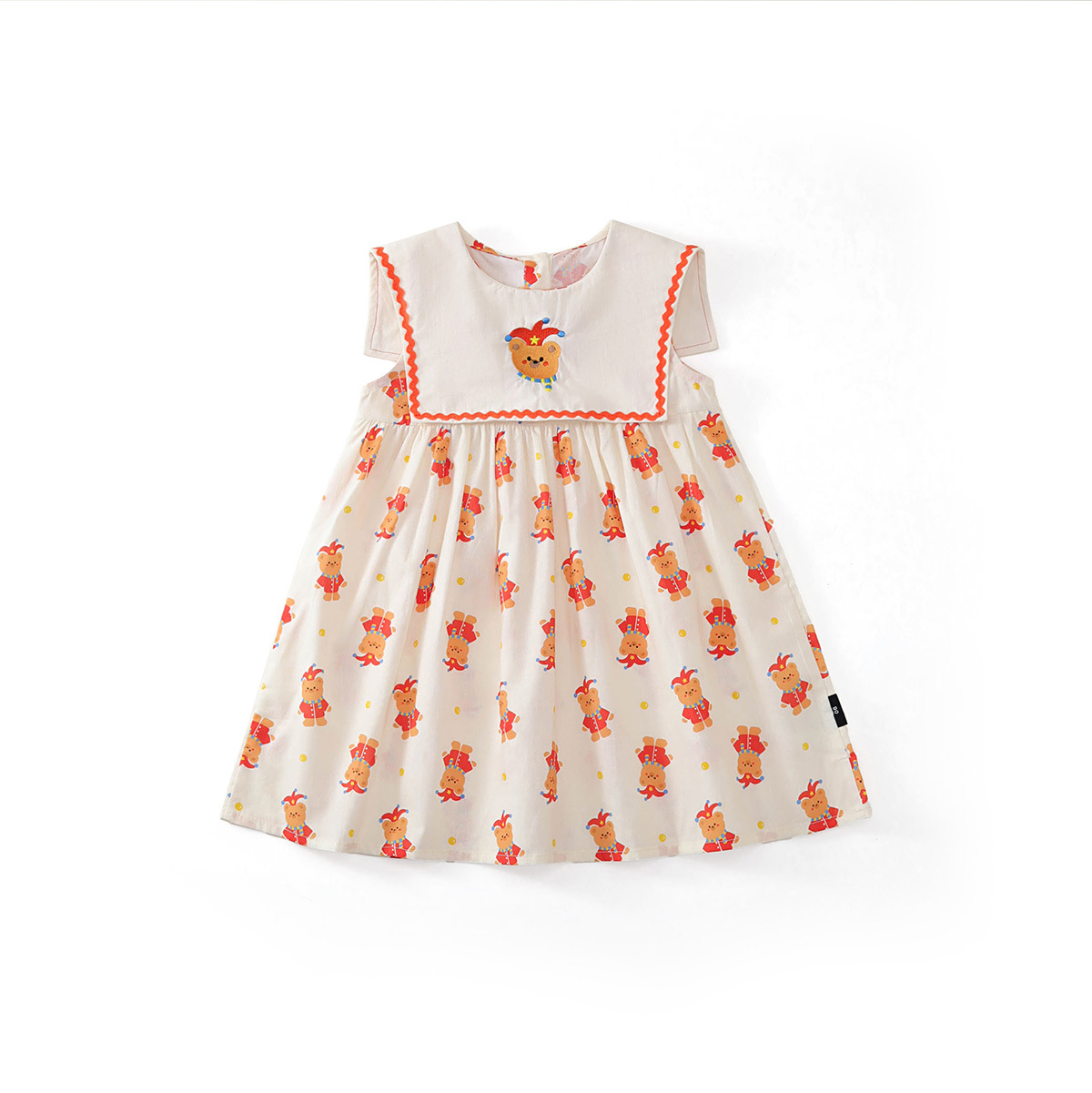 Navy Collar Floral Sleeveless Dress for Girls