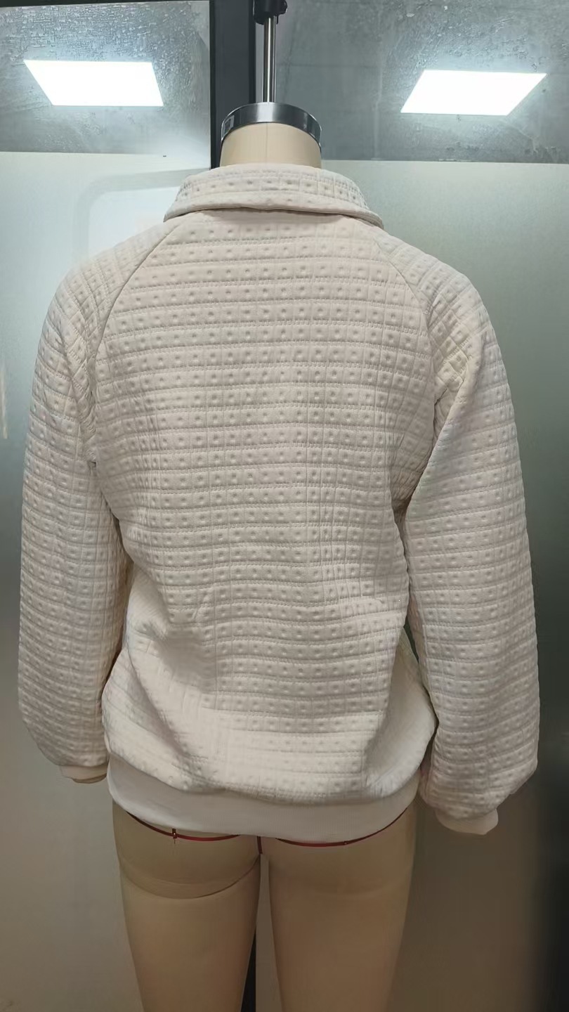Apricot raglan sleeve top – turn-down collar loose fit pullover detail