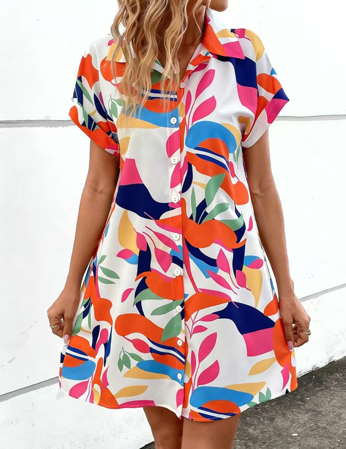 Women's colorful print midi dress final product view