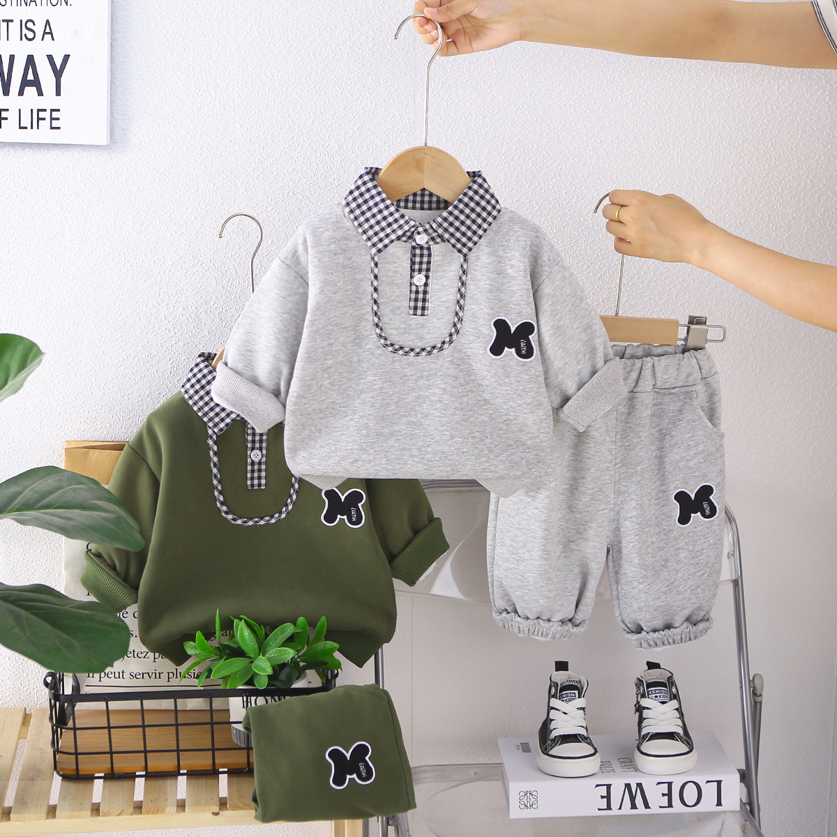 Autumn baby spring and autumn collar long sleeved two-piece set