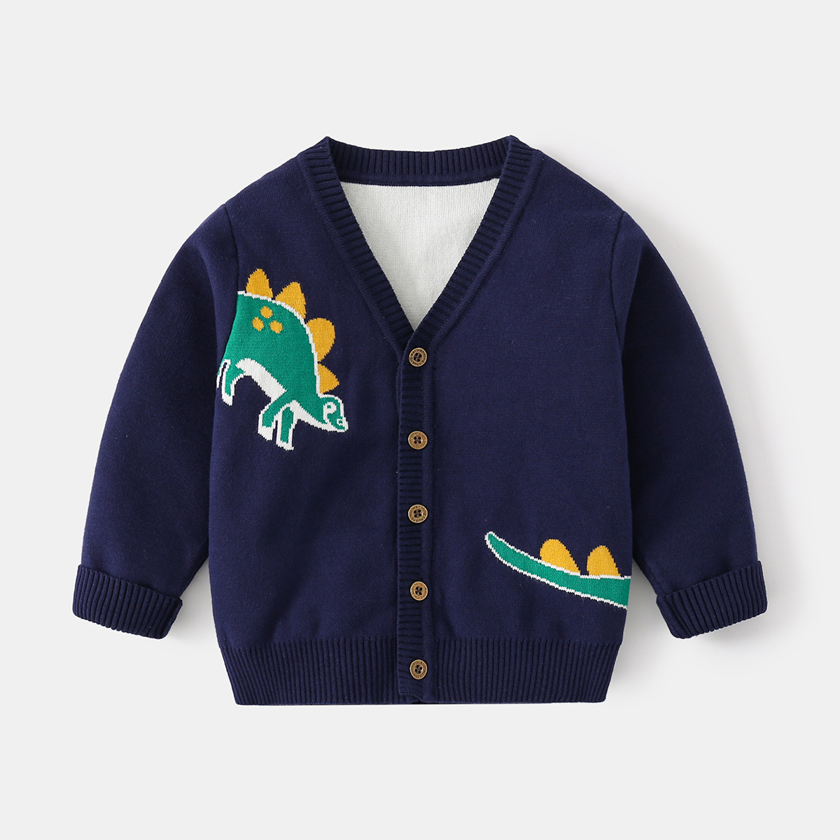 Boys' Knit Cardigan Dinosaur Pattern Sweater, Casual Top for Kids