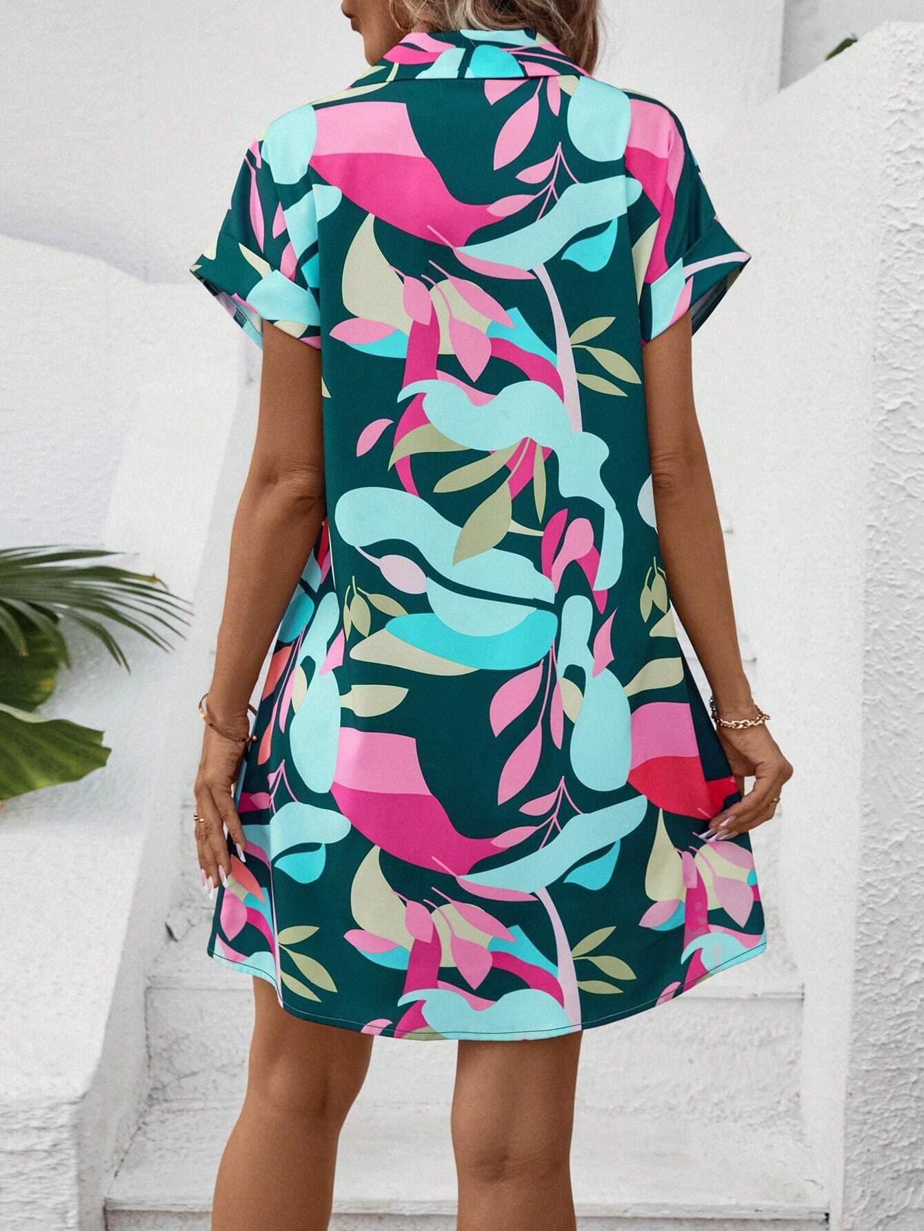 Women's tropical shirt dress color and fit comparison