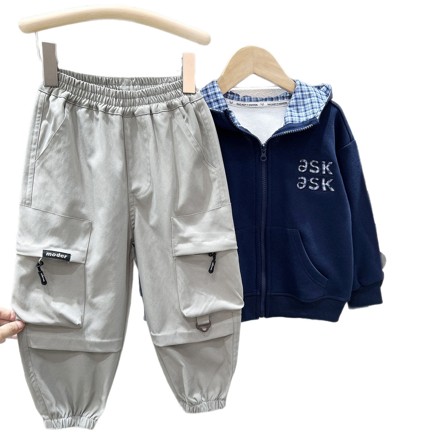 Loose Cargo Pants for Boys Elastic Cuff Relaxed Fit Long Trousers for Kids and Teens