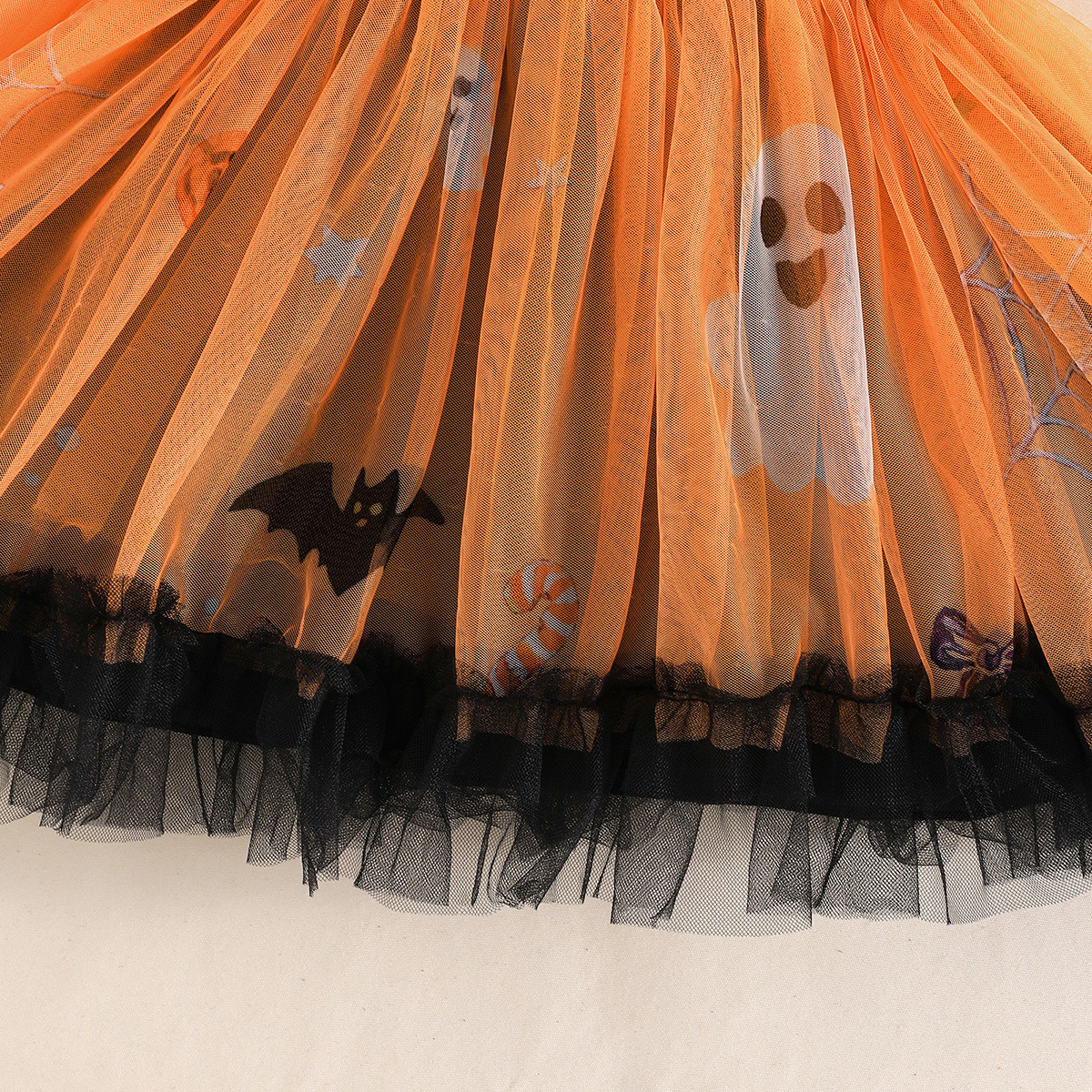 Pumpkin Hoodie Ghost Mesh Skirt Costume for Girls detail image 3