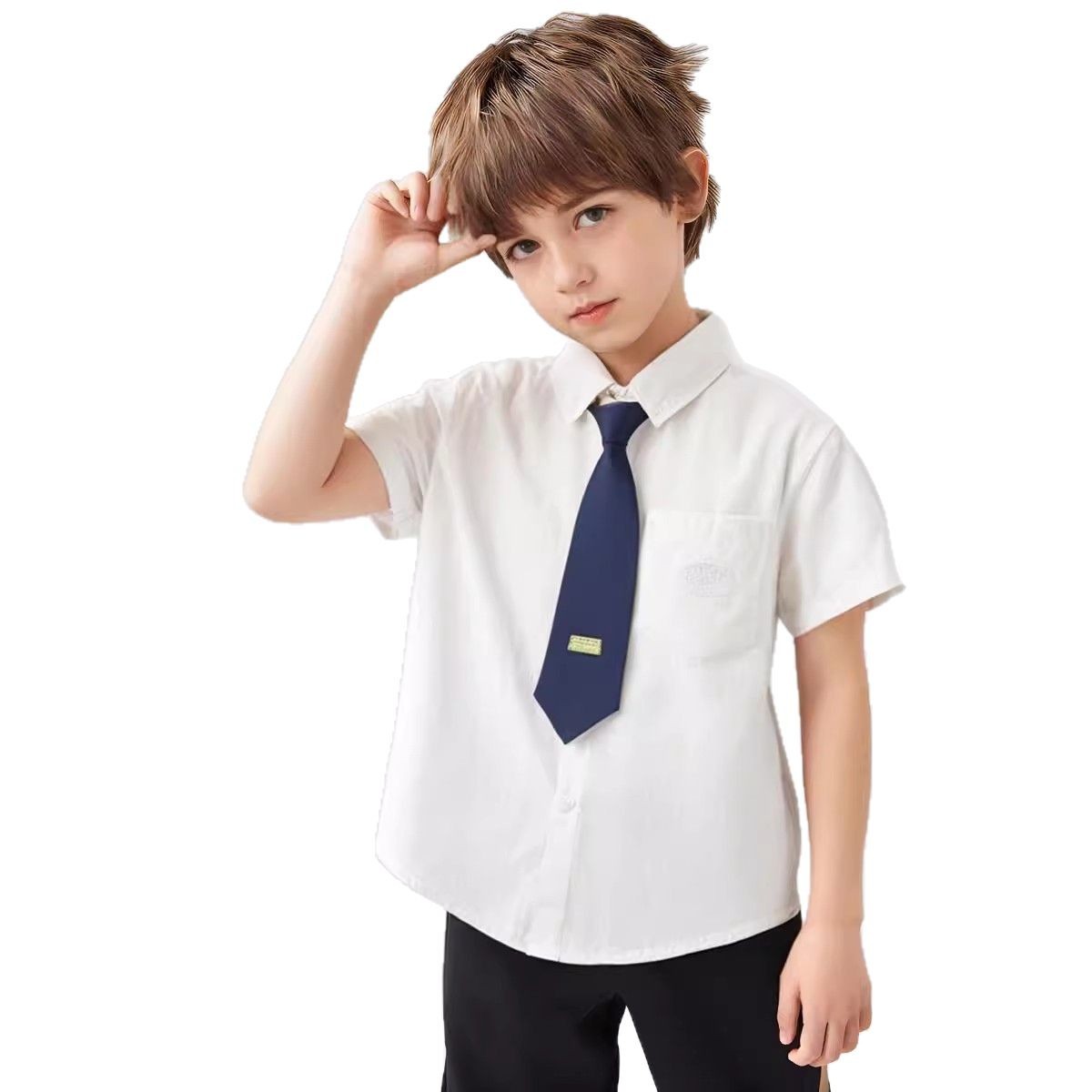 Boy's Summer Short Sleeve Shirt Casual College Style