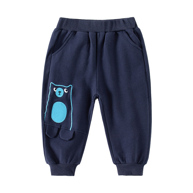 Embroidered Boys' Casual Pants Mid-Waist Comfortable Kids' Sport Pants Cute Pattern Children's