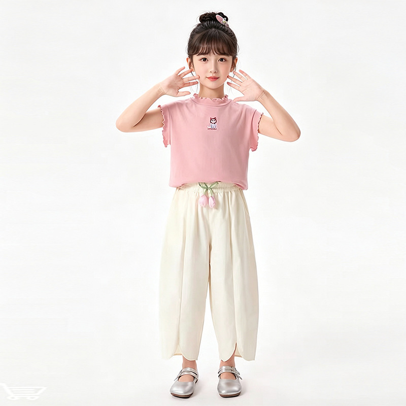 Girl's Ear Ear Edge Sleeveless T-shirt