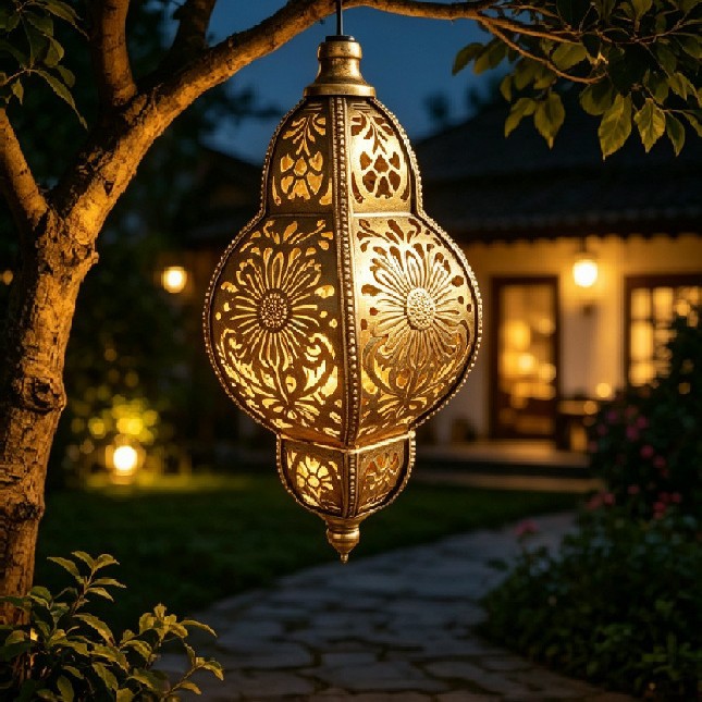Solar iron hollow projection lamp ​