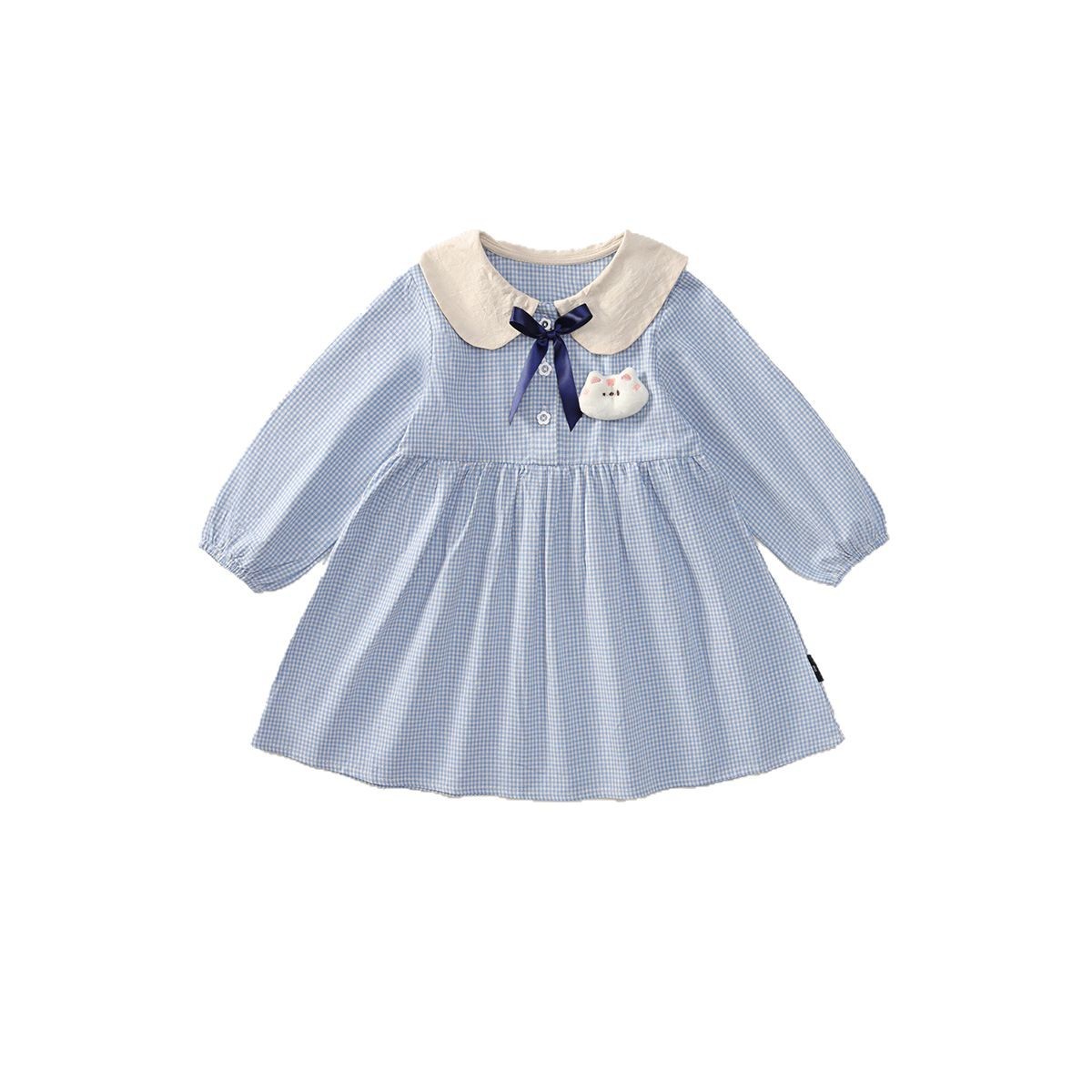 Charming Blue Checkered Dress for Girls