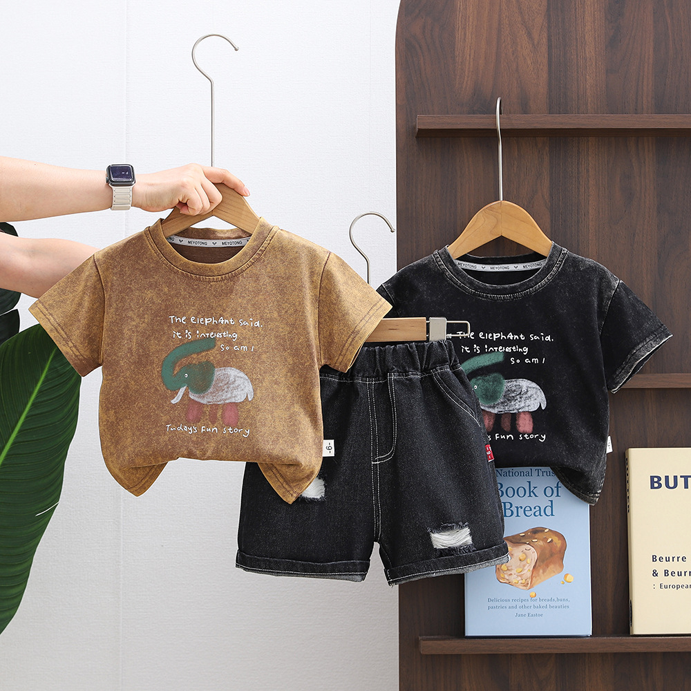 Short sleeved shorts baby thin two-piece set
