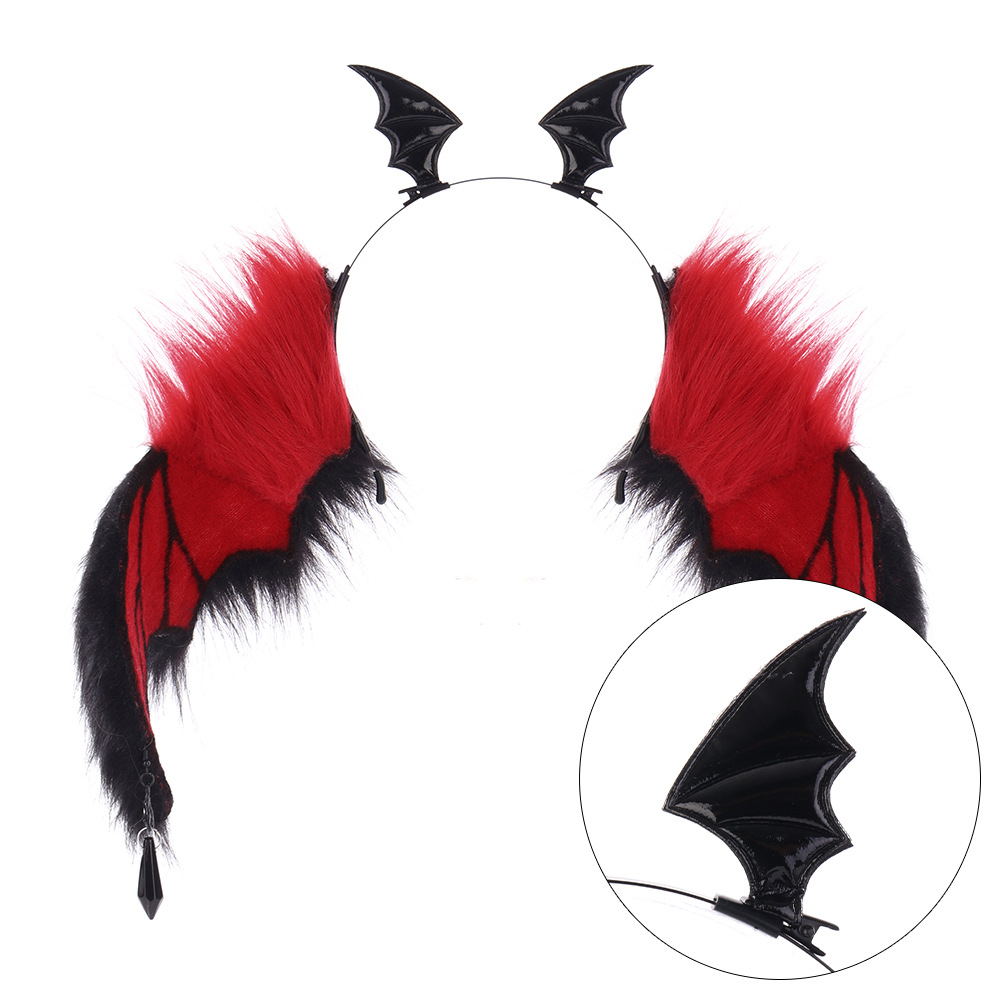 Dark Style Devil Bat Headband Halloween Convention Devil Horns Cosplay Bendable Animal Ears