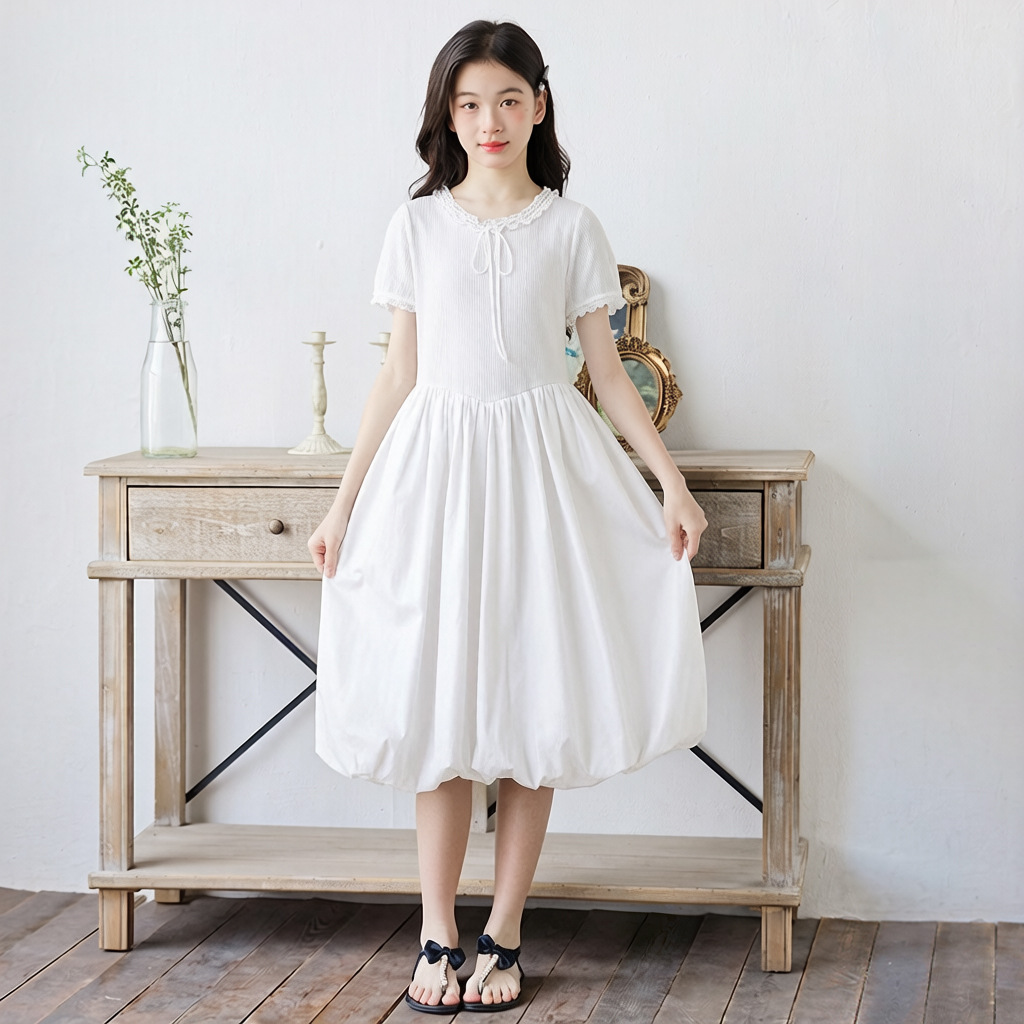 Mid-to-Large Kids Lace Hollywood-Style Skirt Long Dress