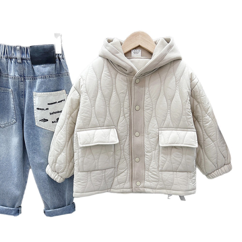 Stylish Cotton Coat for Boys Casual Loose Thick Quilted Winter Jacket