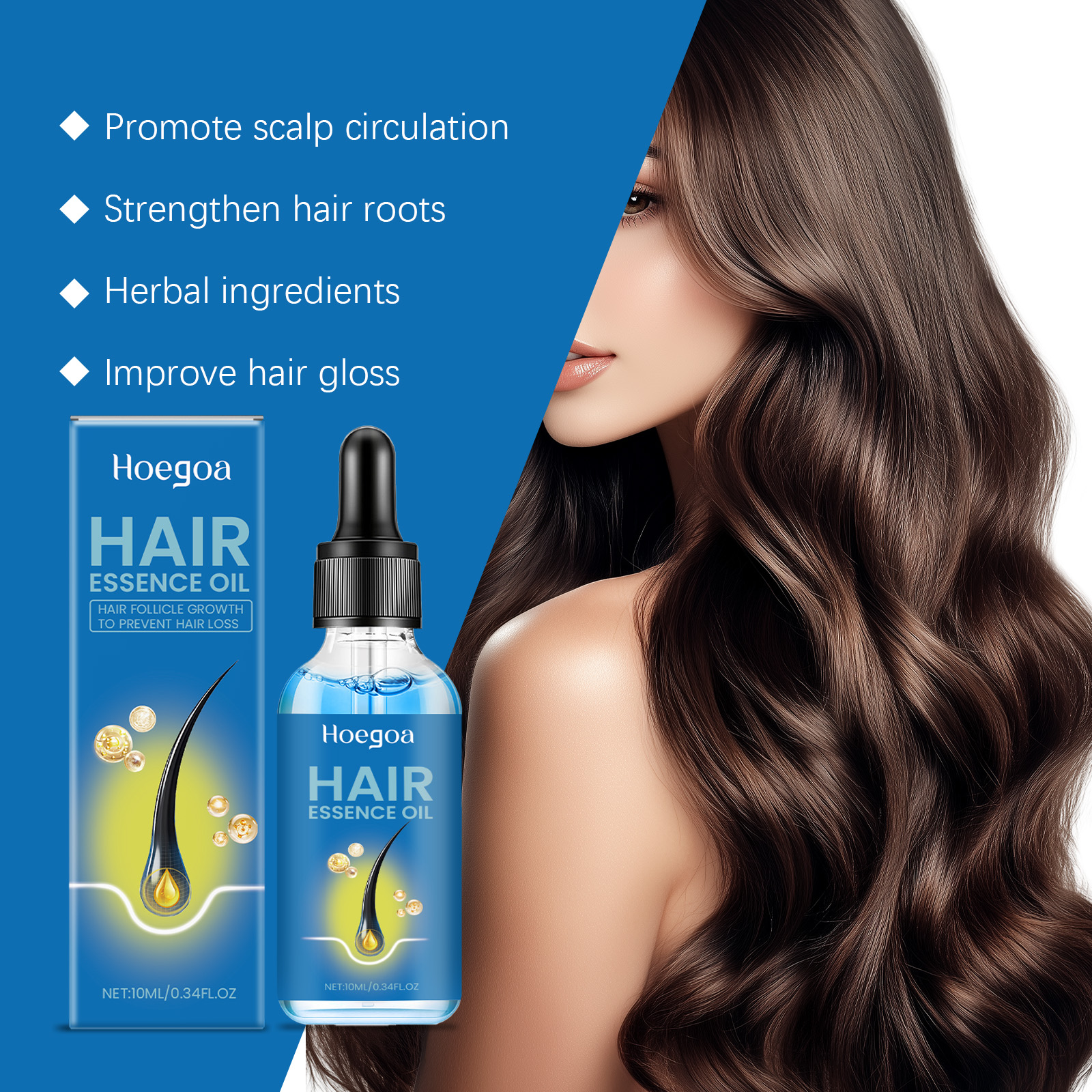 Hoegoa dropper serum with glossy wavy hair