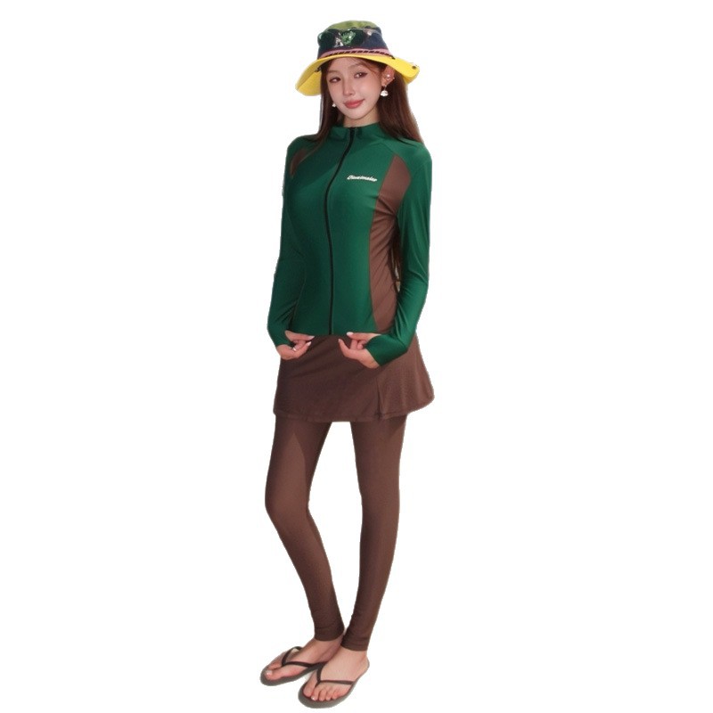 Sun Protection Diving Suit Women's Separated 5-Piece Set Long Sleeve Slim Fit UV Protection Swimwear